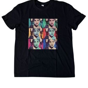 Britney Spears Black Graphic T-Shirt with Colorful Pop Art Design